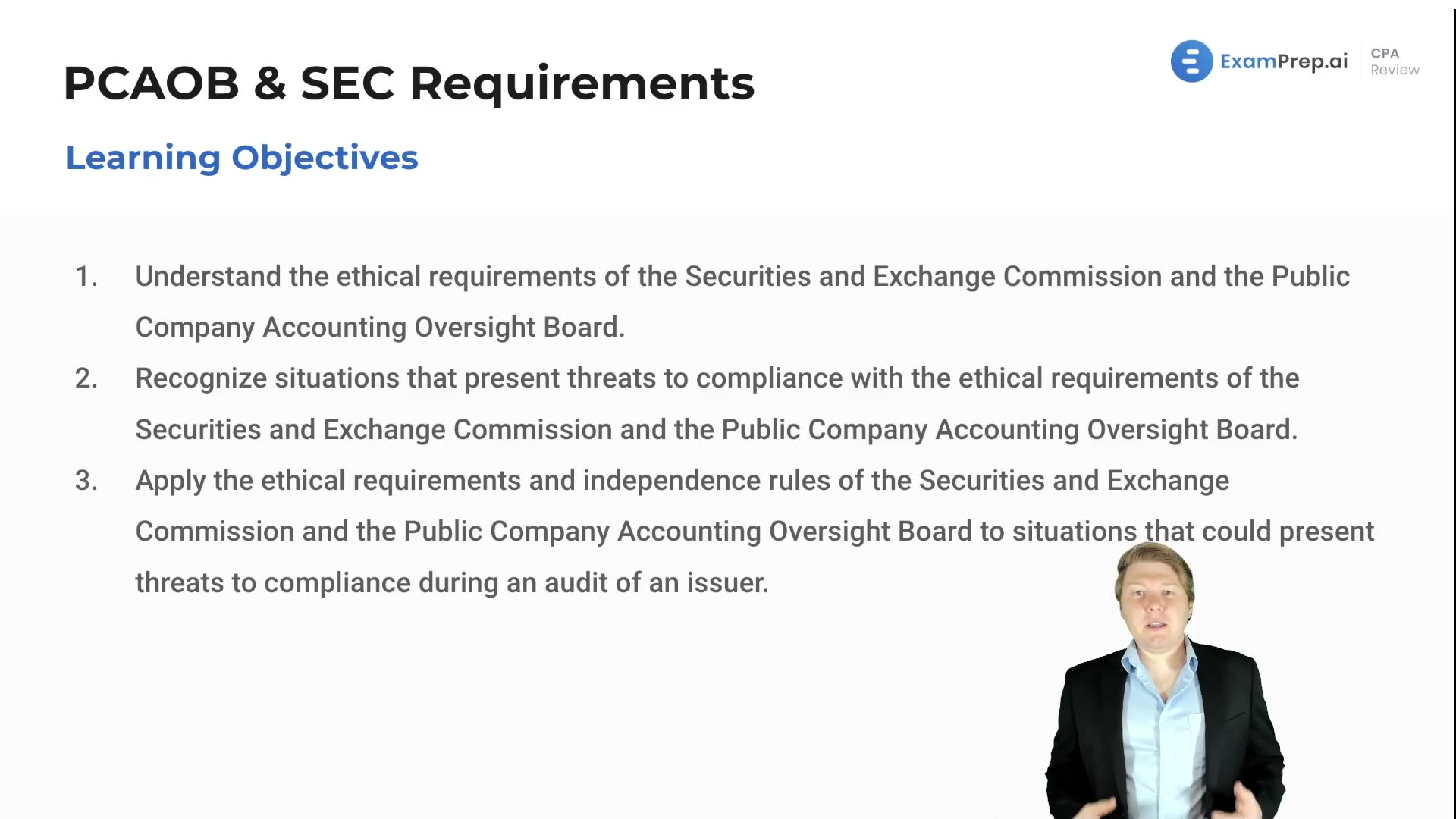 PCAOB & SEC Requirements Objectives lesson thumbnail