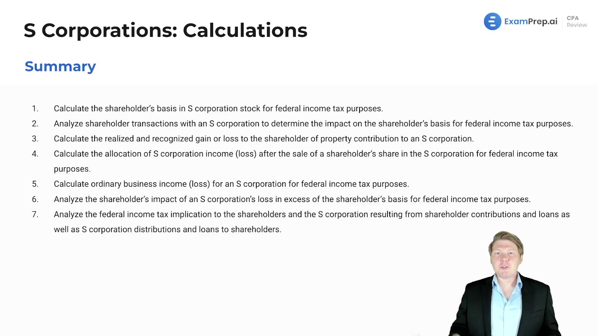 S Corporations: Calculations Summary lesson thumbnail