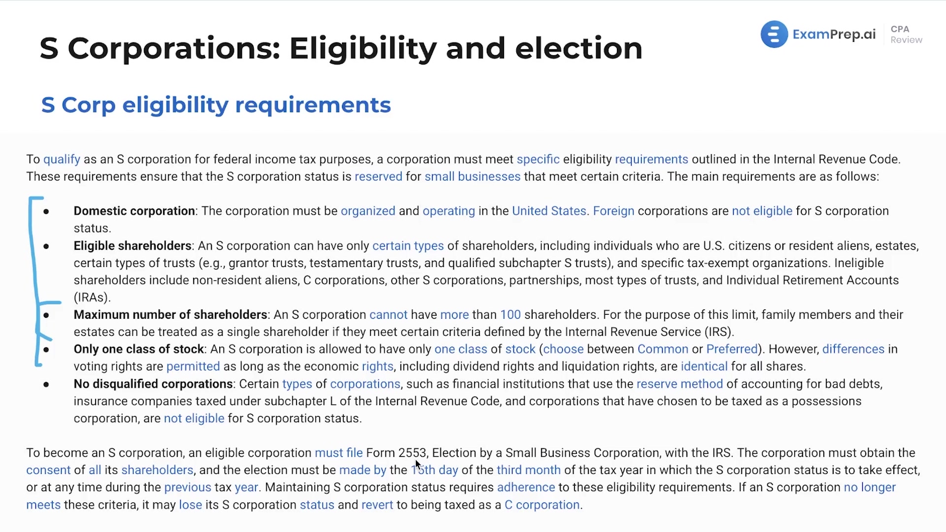 S Corporation Eligibility Requirements lesson thumbnail