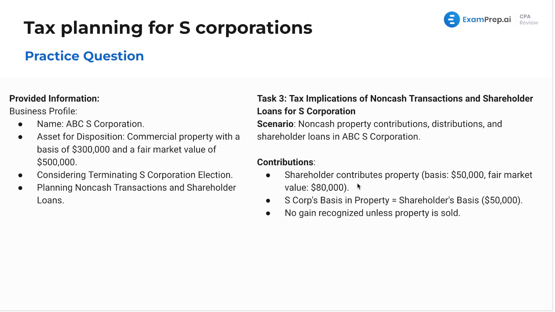 Tax Planning for S Corporations - Practice Questions lesson thumbnail