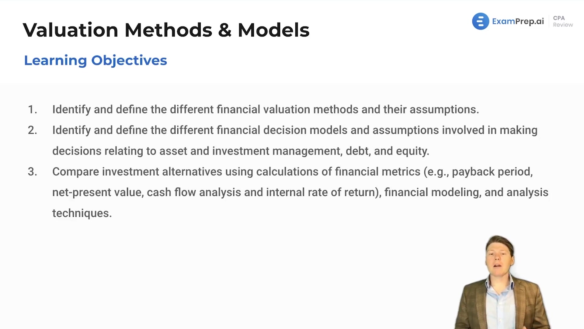 Valuation Methods and Models Overview and Objectives lesson thumbnail