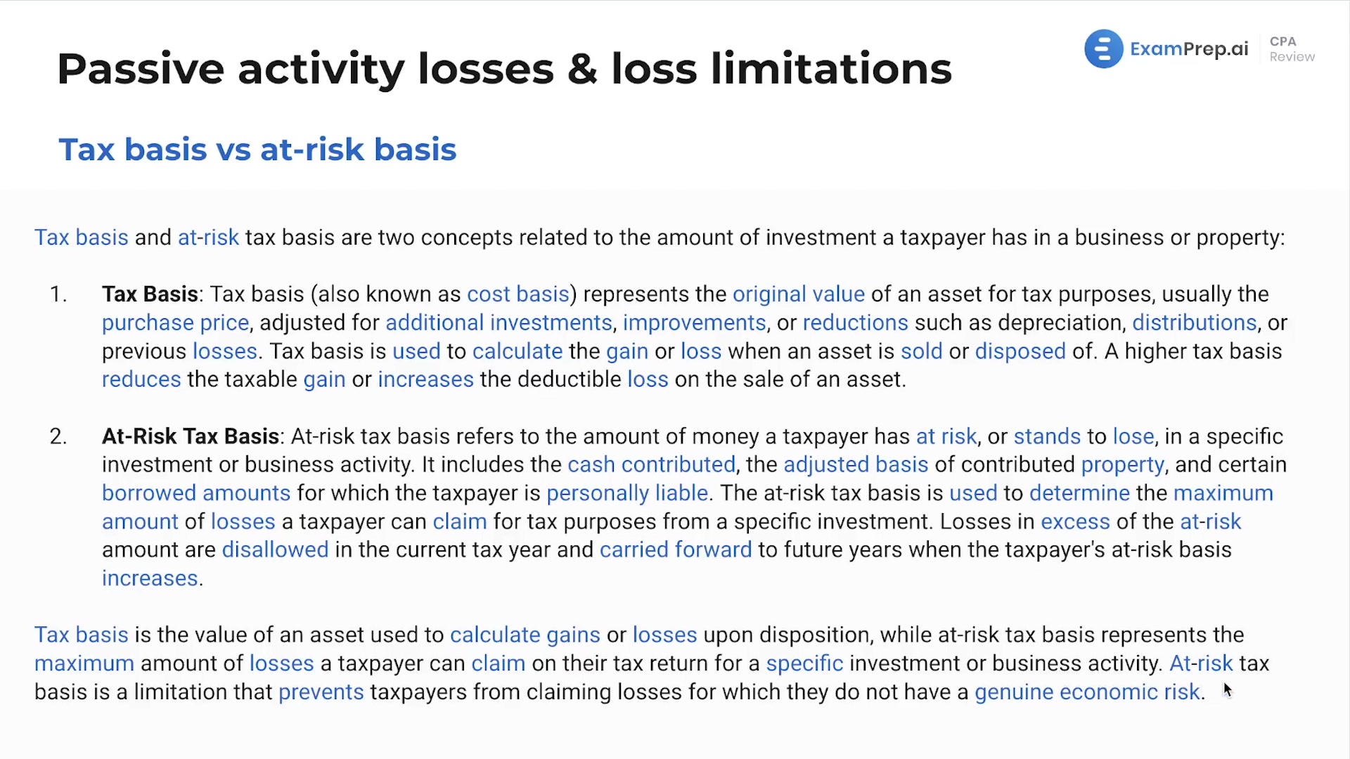 Tax Basis vs. At-Risk Basis lesson thumbnail