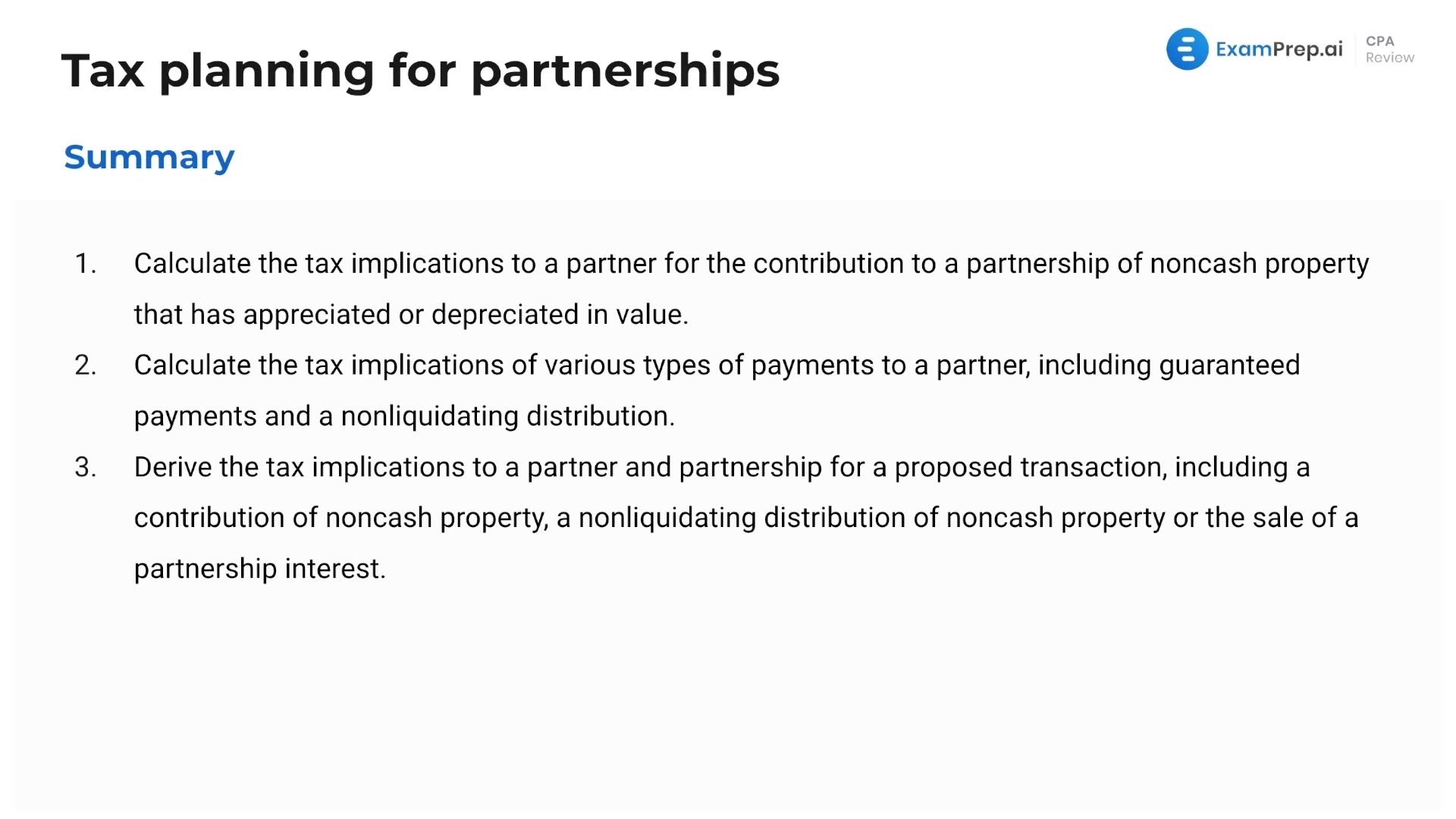 Tax Planning for Partnerships Summary lesson thumbnail