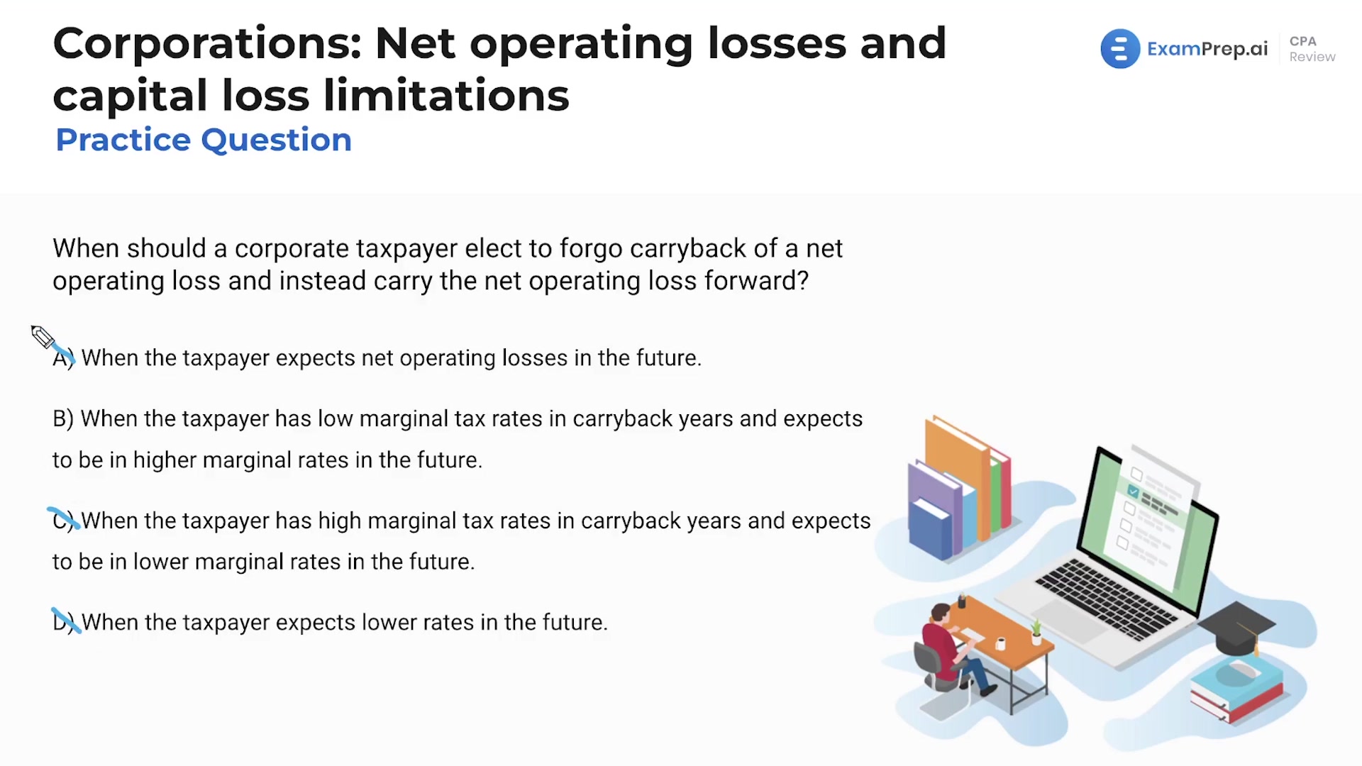 Corporations: Net Operating Losses and Capital Loss Limitations - Practice Questions lesson thumbnail