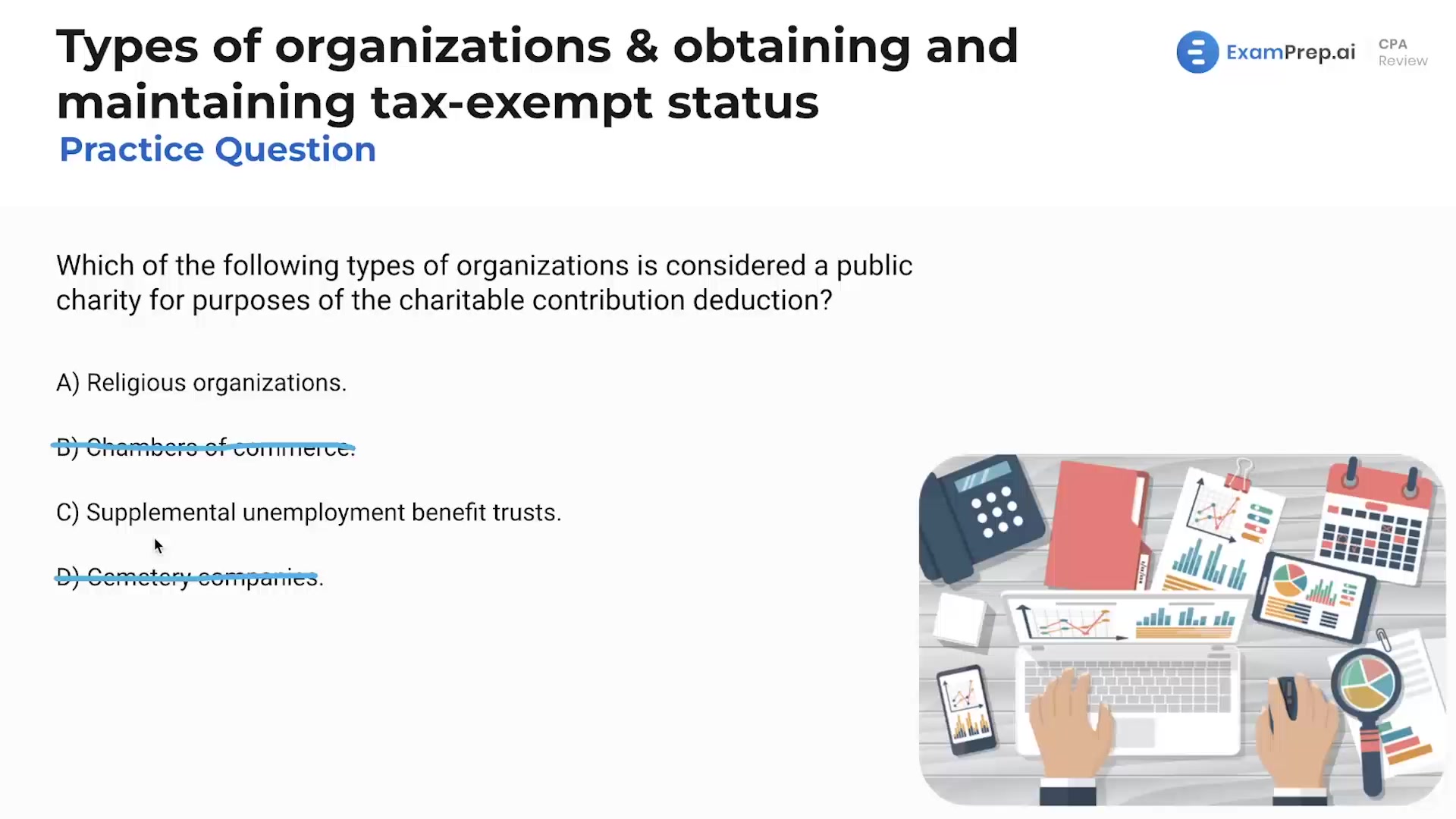 Types of Organizations & Obtaining and Maintaining Tax-exempt Status - Practice Questions lesson thumbnail