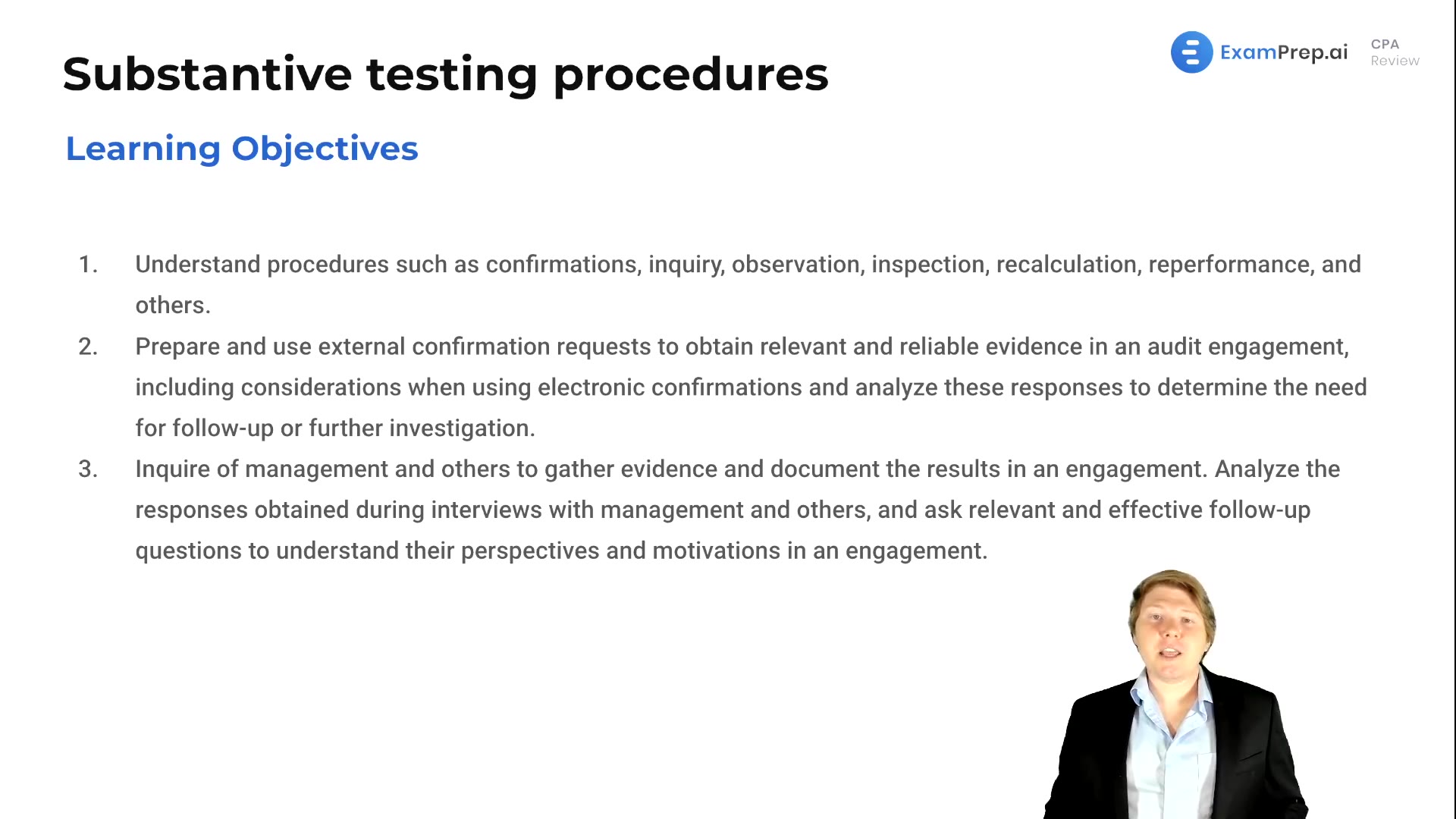 Substantive Testing Procedures Objectives lesson thumbnail
