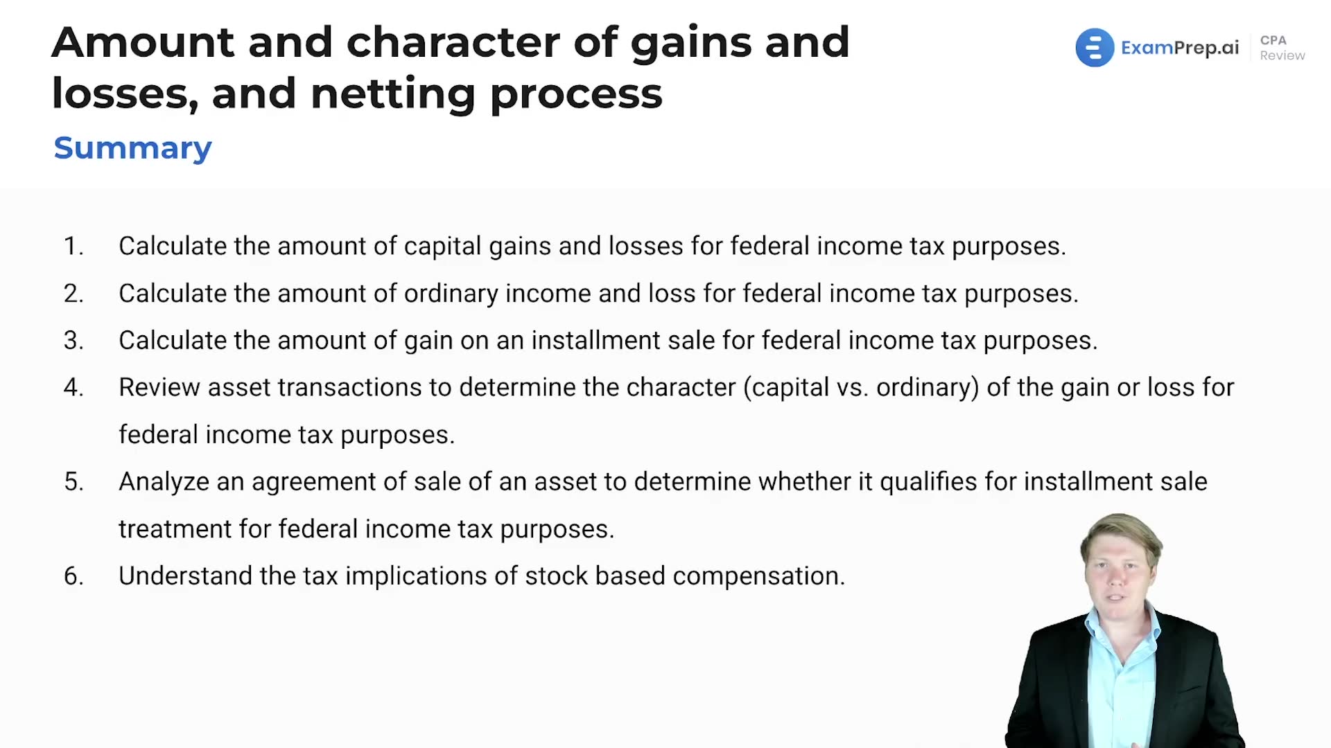 Amount and Character of Gains and Losses, and Netting Process Summary lesson thumbnail