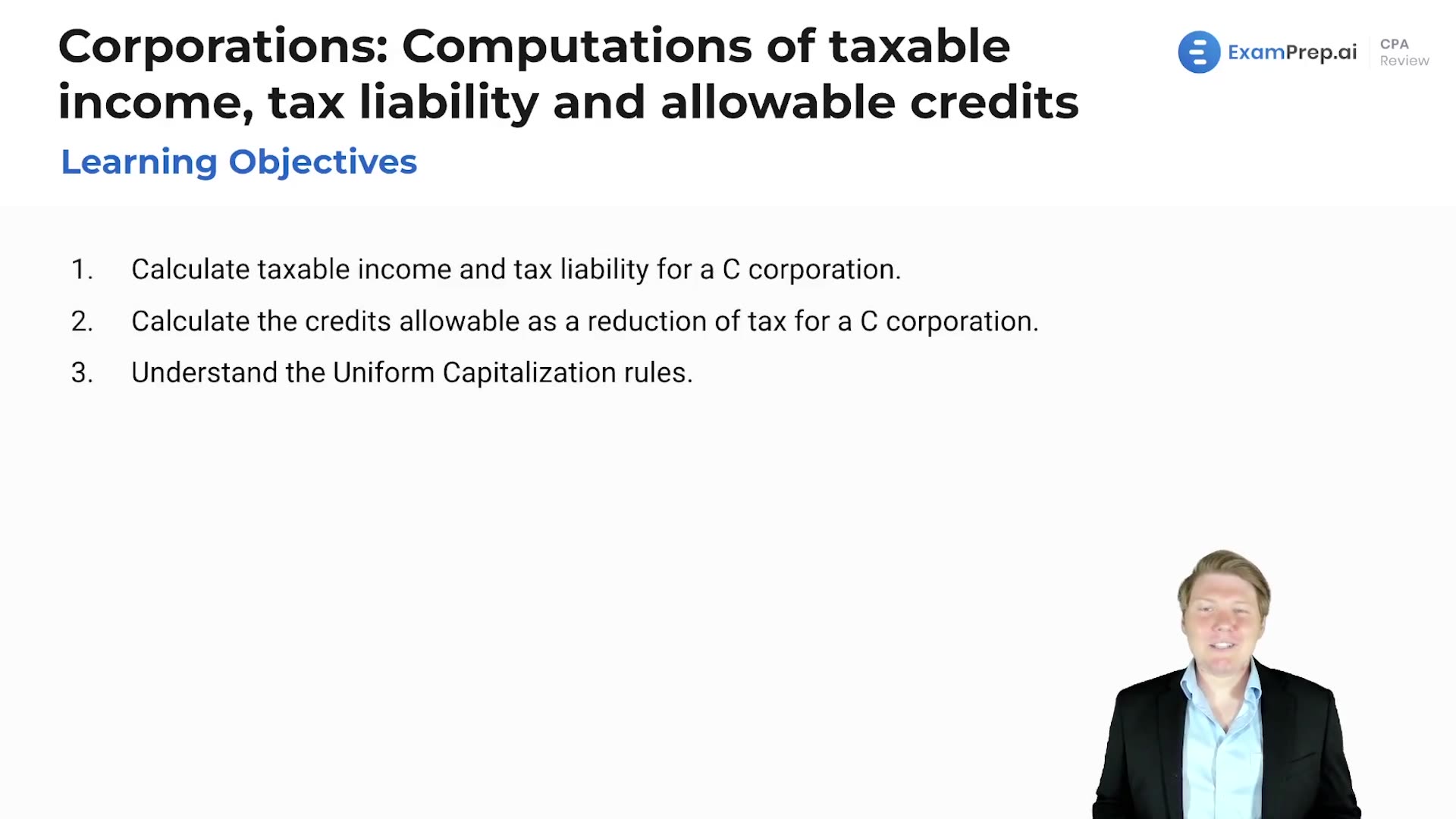 Corporations: Computations of Taxable Income, Tax Liability and Allowable Credits Overview lesson thumbnail