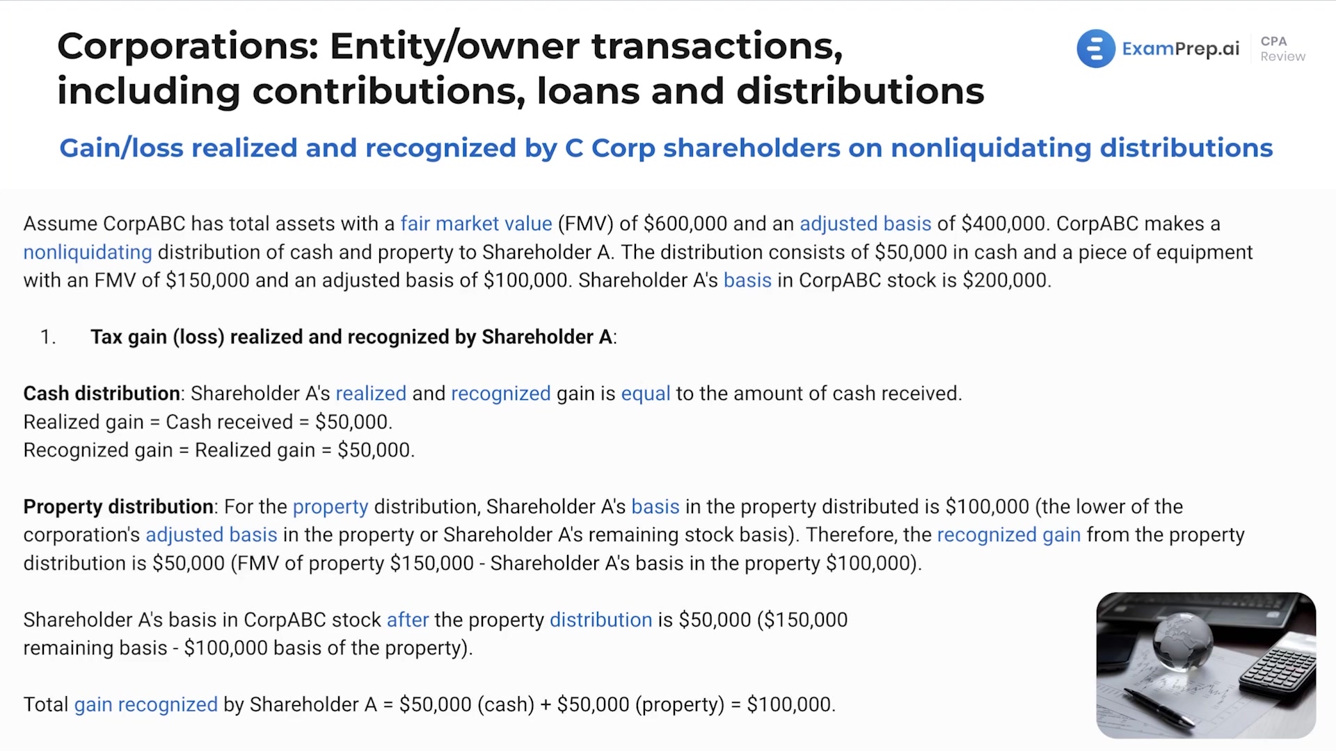 Gain/Loss Realized and Recognized by Shareholders and Corporations lesson thumbnail