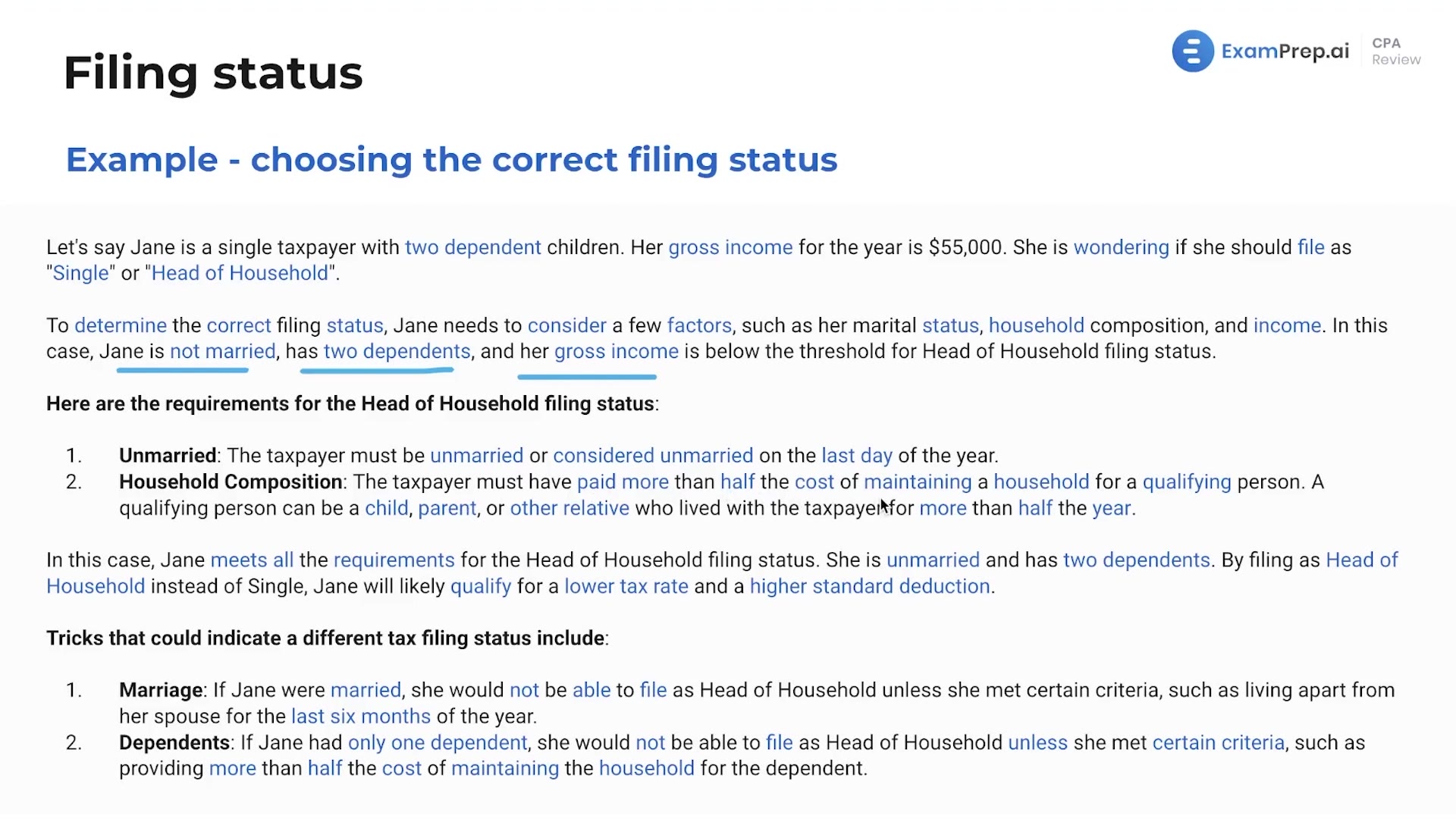 Example of Choosing the Correct Filing Status lesson thumbnail