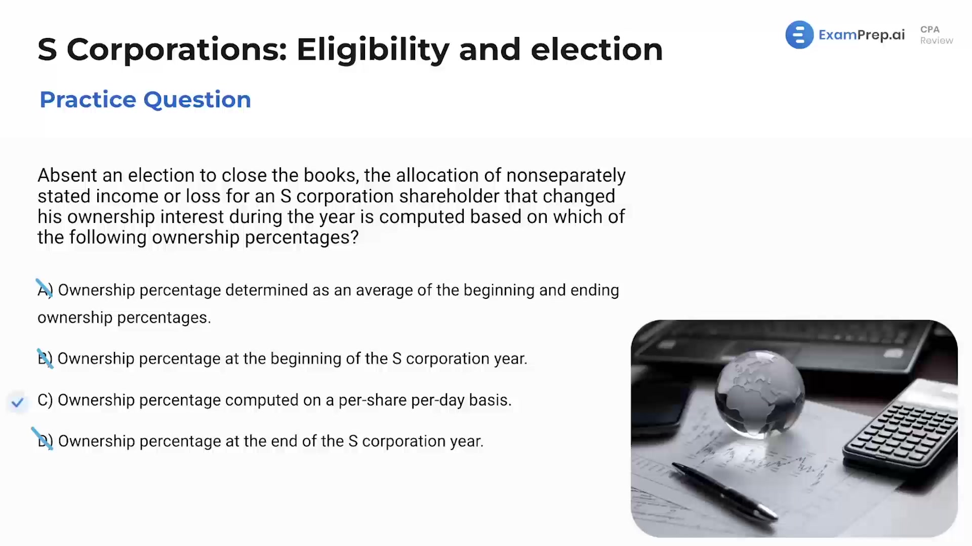 S Corporations: Eligibility and Election - Practice Questions lesson thumbnail