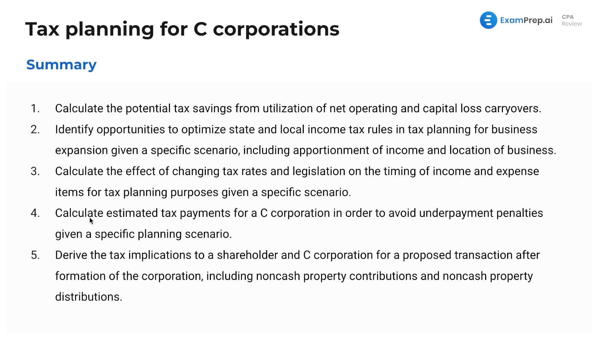 Tax Planning for C Corporations Summary thumbnail