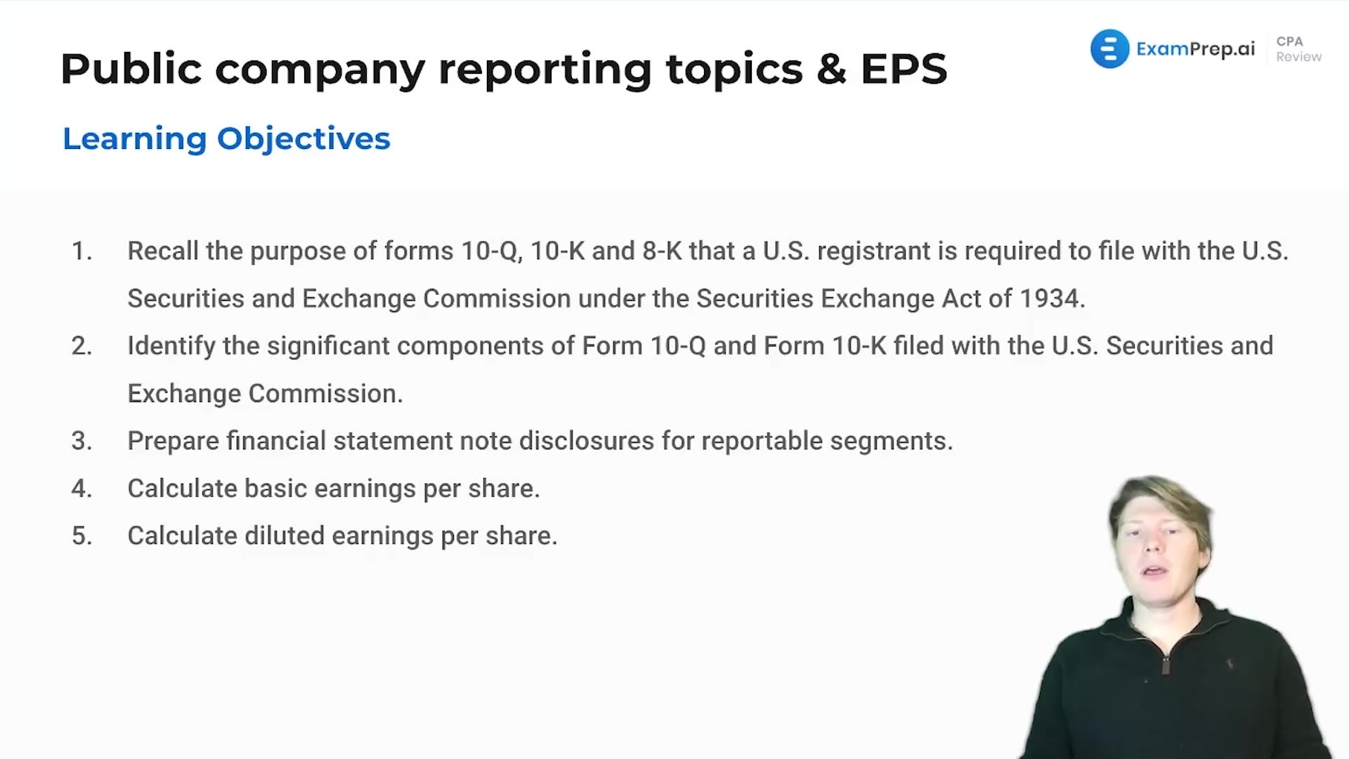 Public Company Reporting Topics & EPS Overview and Objectives lesson thumbnail