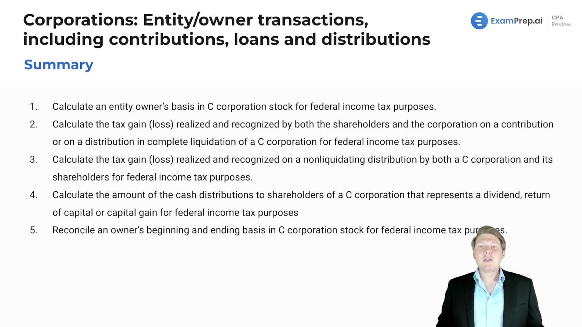 Corporations: Entity/Owner Transactions, Including Contributions, Loans and Distributions Summary lesson thumbnail