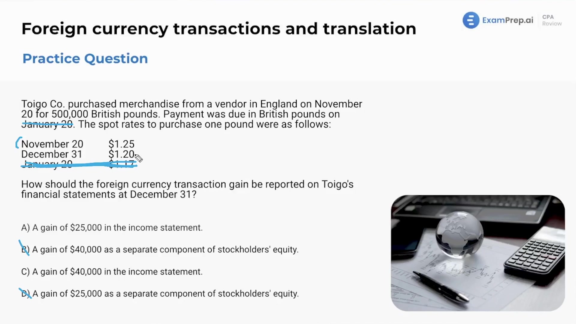 Foreign currency transactions and translation - Practice Questions lesson thumbnail