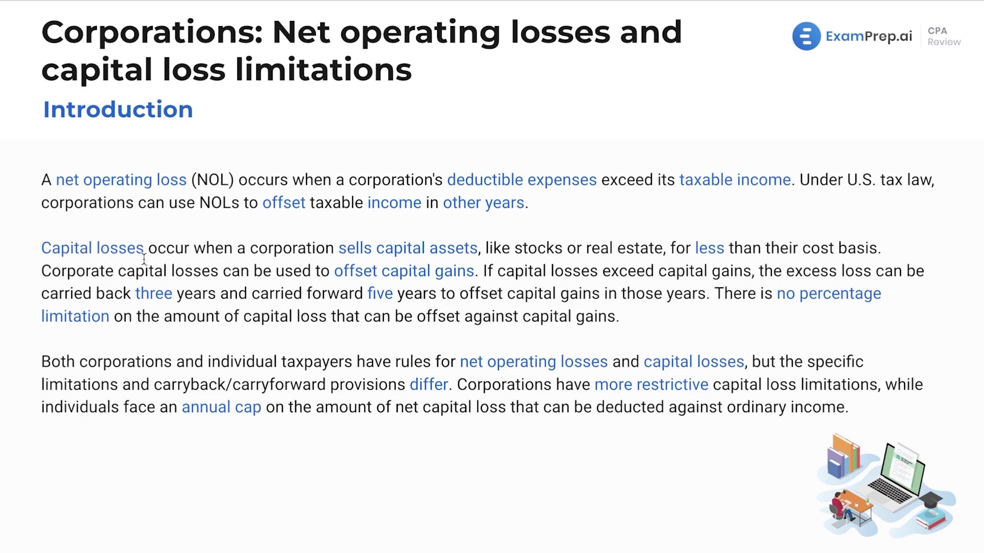 Introduction to Corporations: Net Operating Losses and Capital Loss Limitations lesson thumbnail