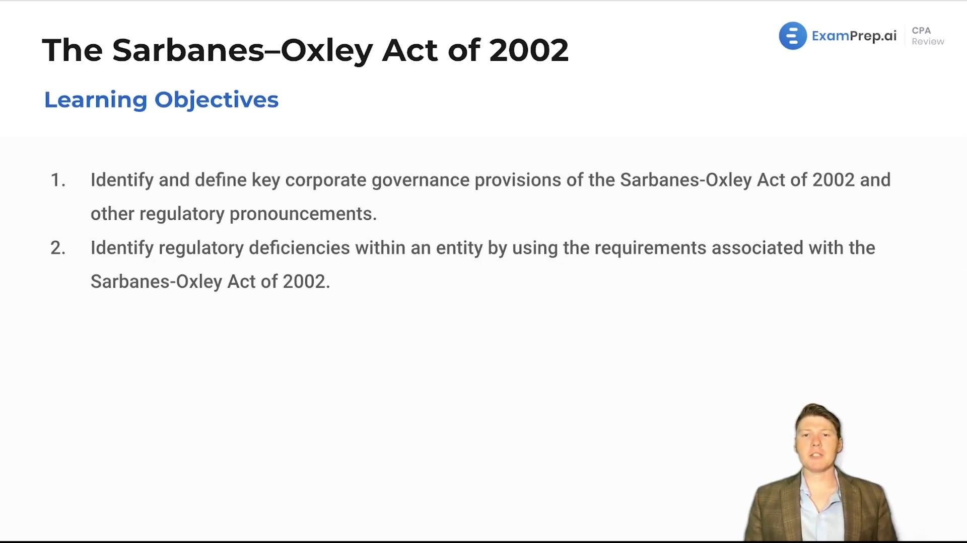 The Sarbanes–Oxley Act of 2002 Overview and Objectives lesson thumbnail