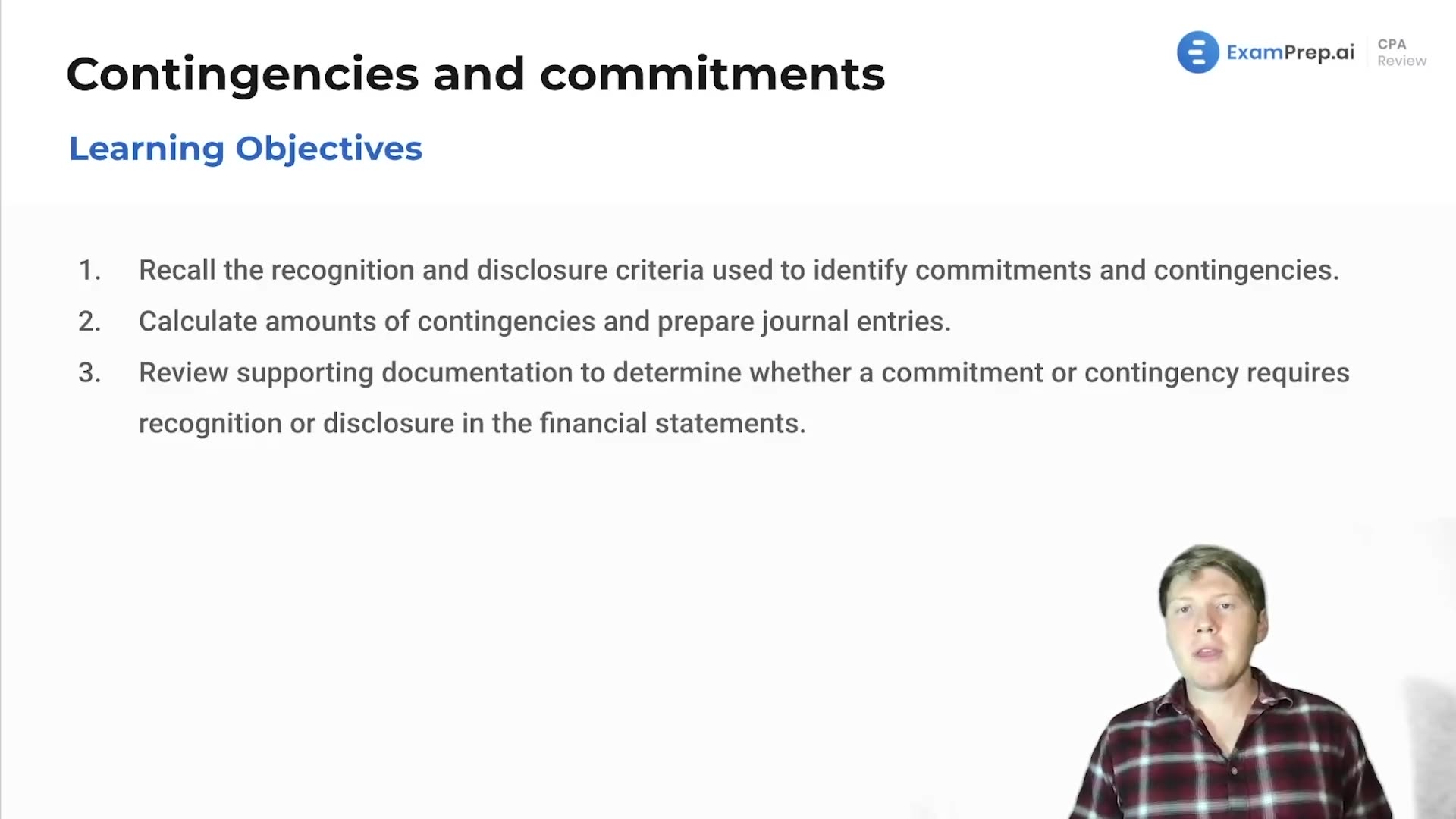 Contingencies and Commitments Objectives lesson thumbnail