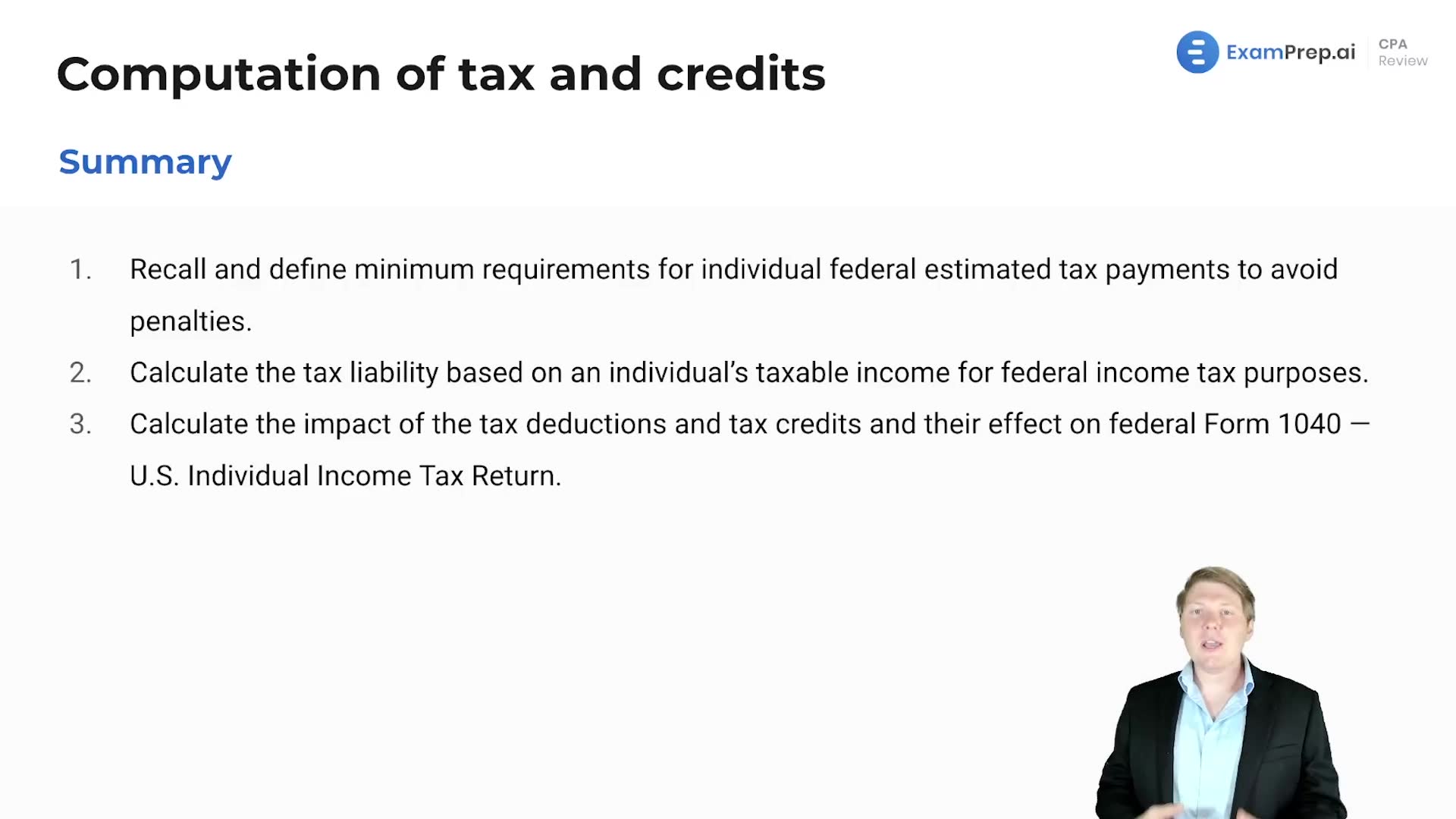 Computation of Tax and Credits Summary lesson thumbnail