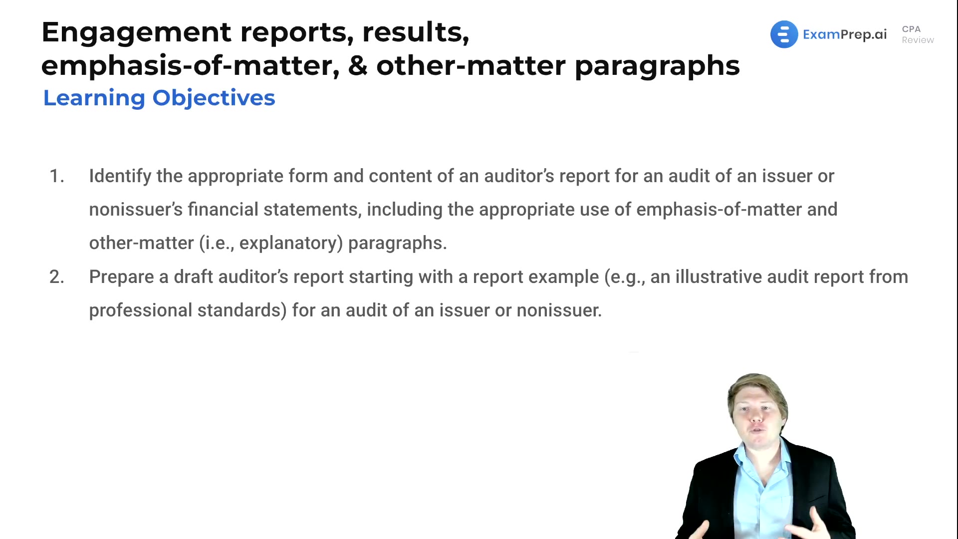 Engagement Reports, Results, Emphasis-of-matter, & Other-matter Paragraphs Objectives lesson thumbnail