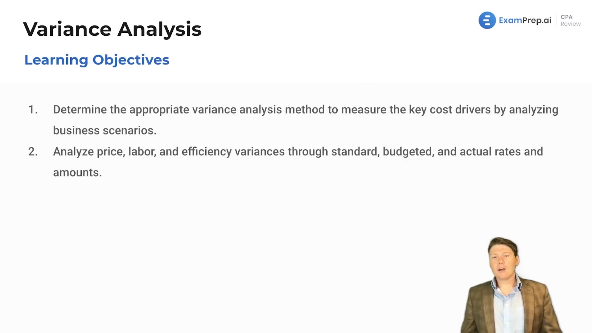 Variance Analysis Overview and Objectives lesson thumbnail
