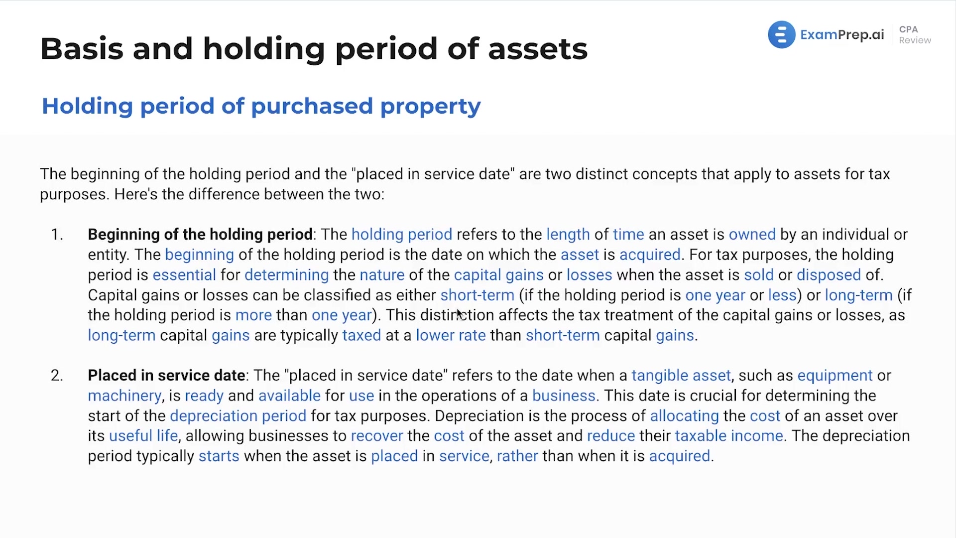 Holding Period of Purchased Property lesson thumbnail