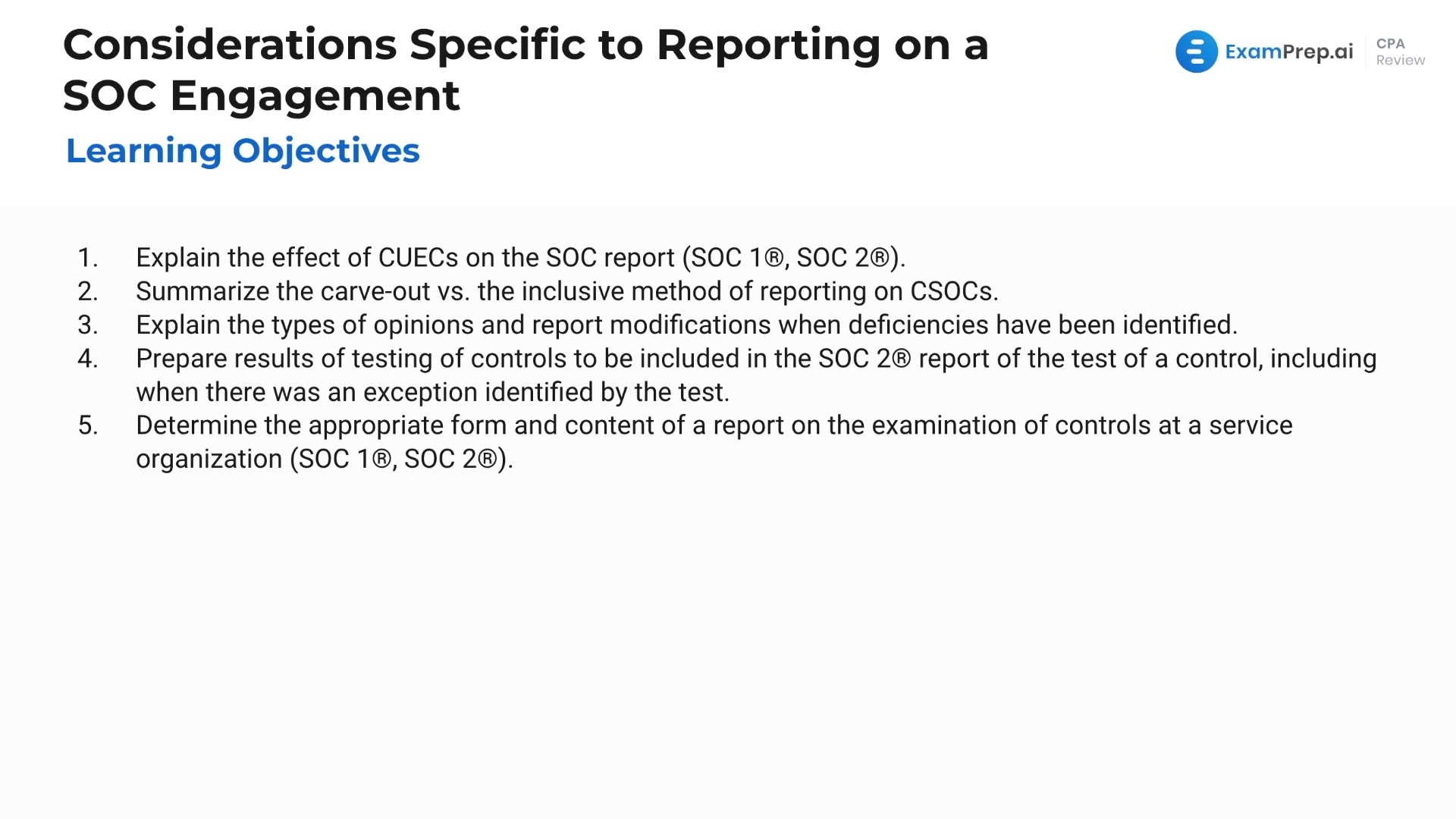 Introduction to Considerations Specific to Reporting on a SOC Engagement lesson thumbnail