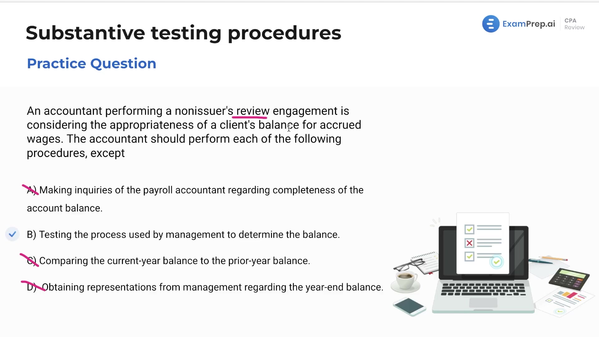 Substantive Testing Procedures Practice Questions lesson thumbnail