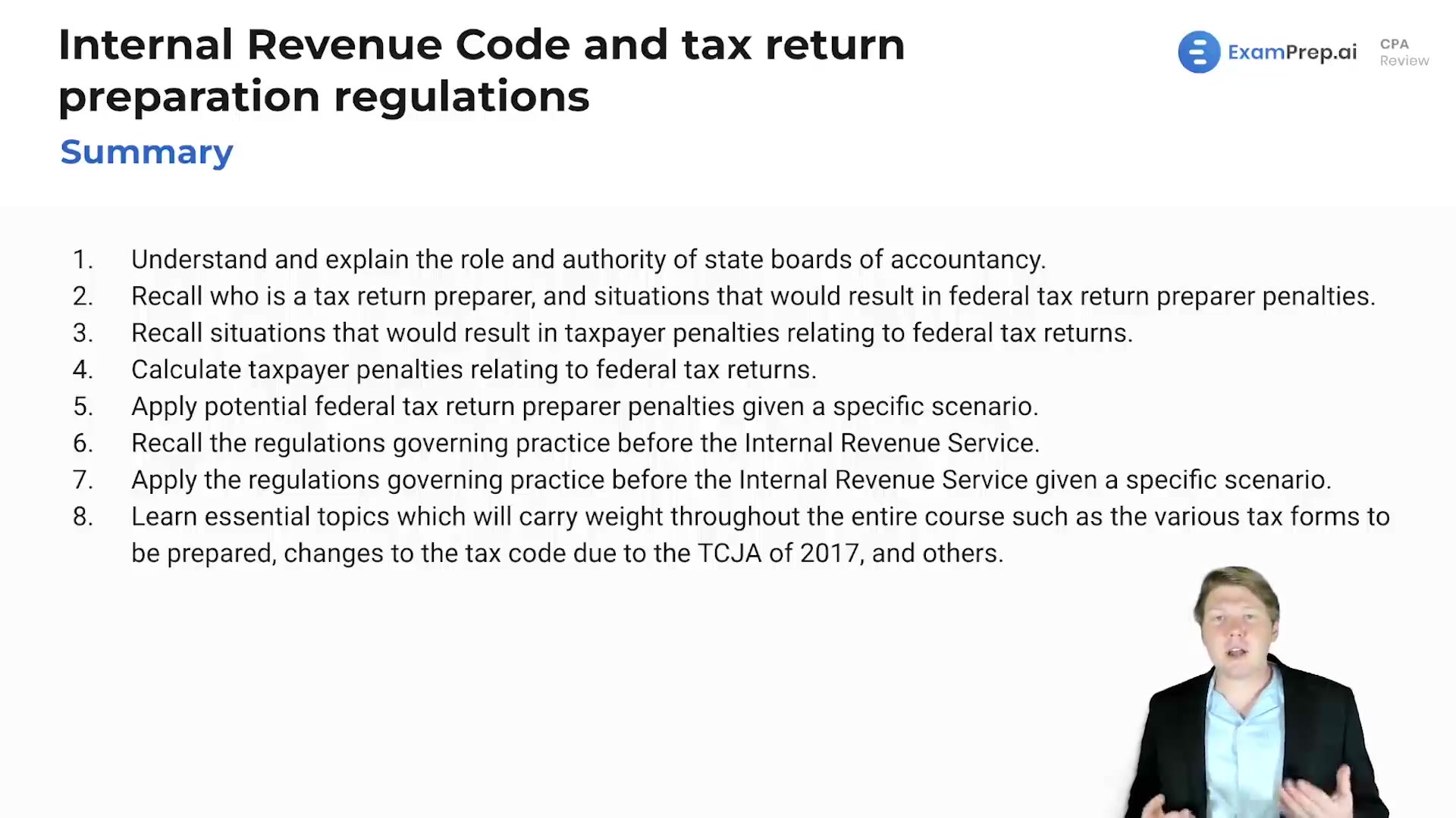 Internal Revenue Code and Tax Return Preparation Regulations Summary lesson thumbnail