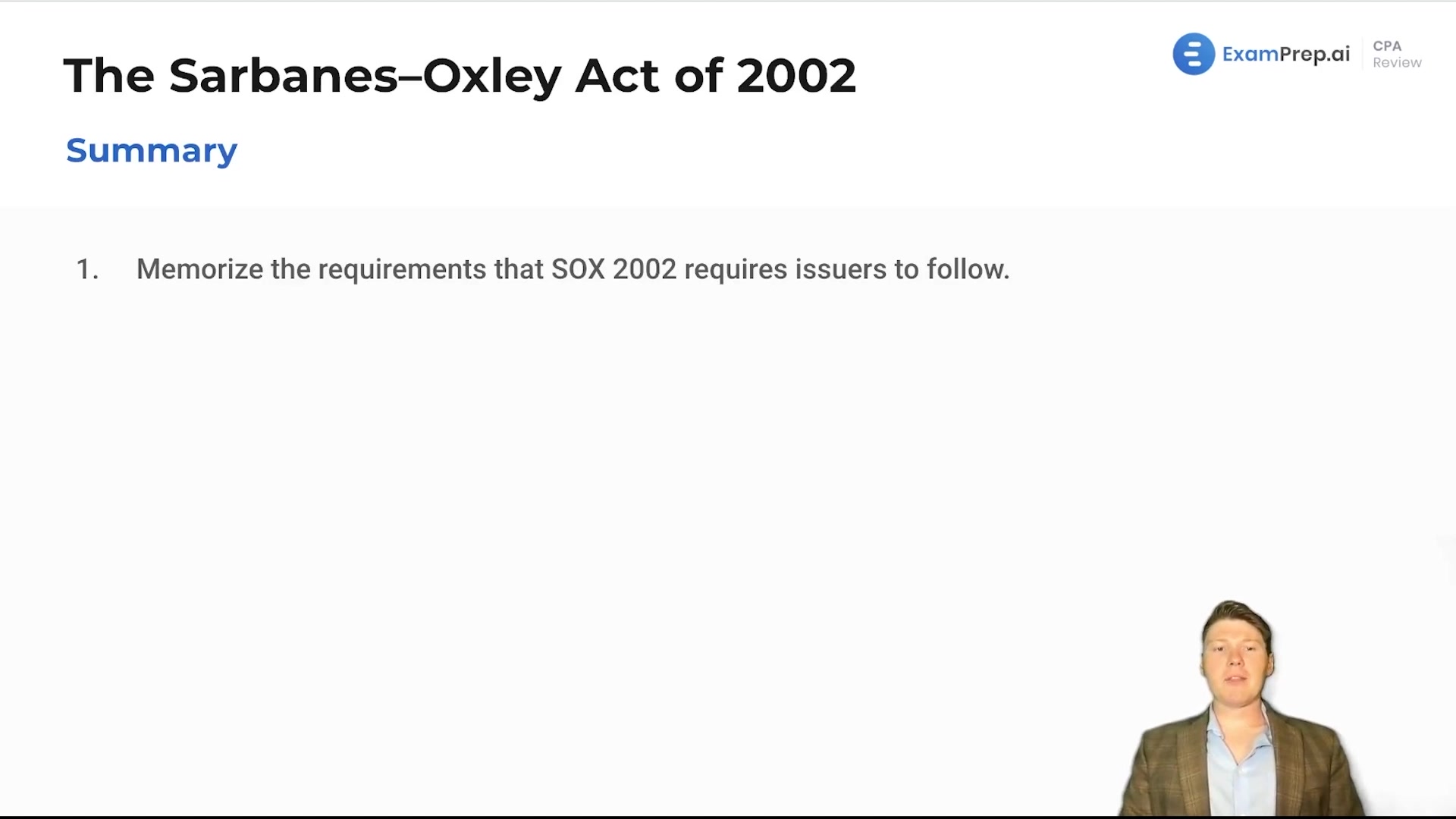 The Sarbanes–Oxley Act of 2002 Summary lesson thumbnail