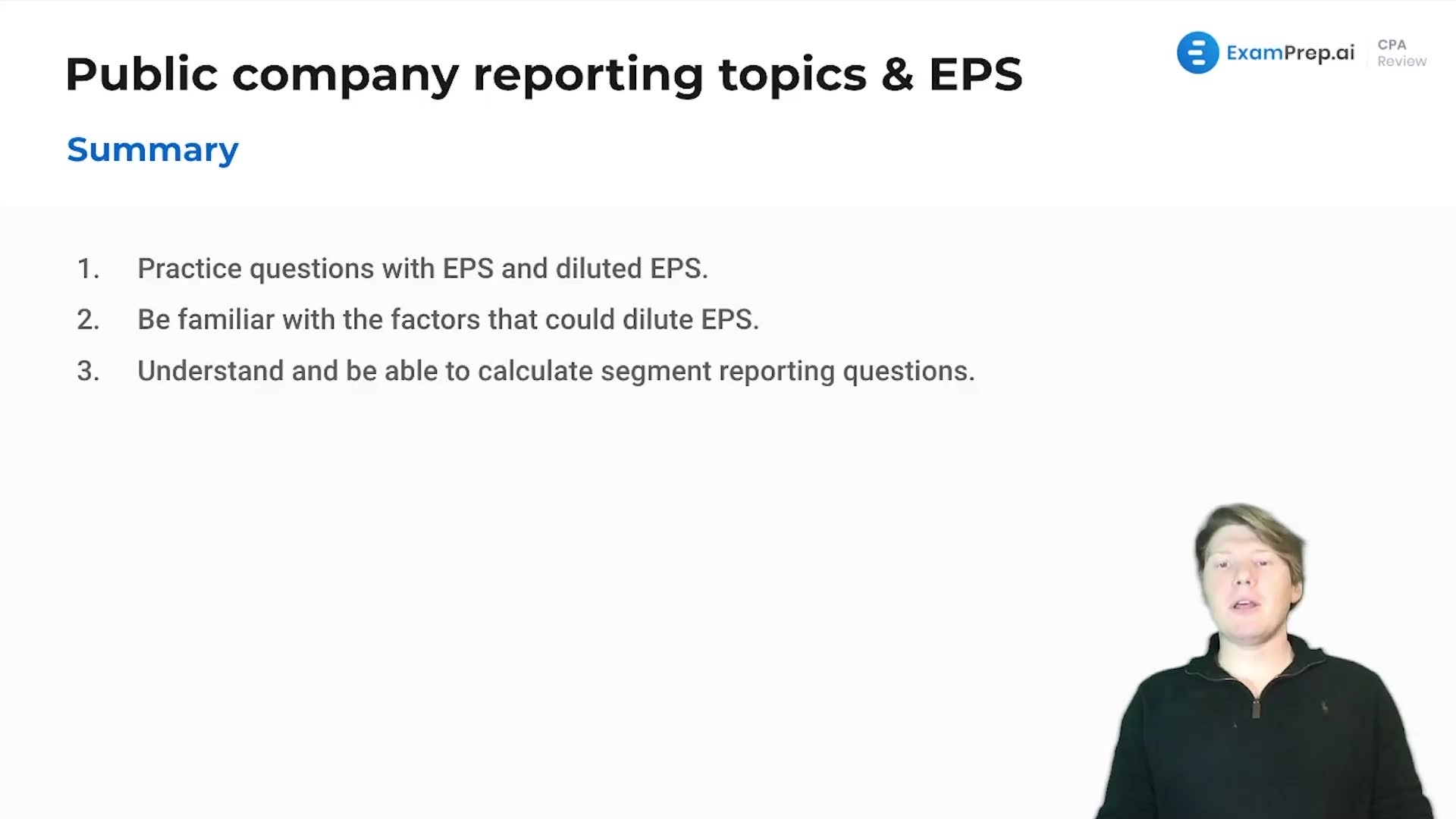 Public Company Reporting Topics & EPS Summary lesson thumbnail