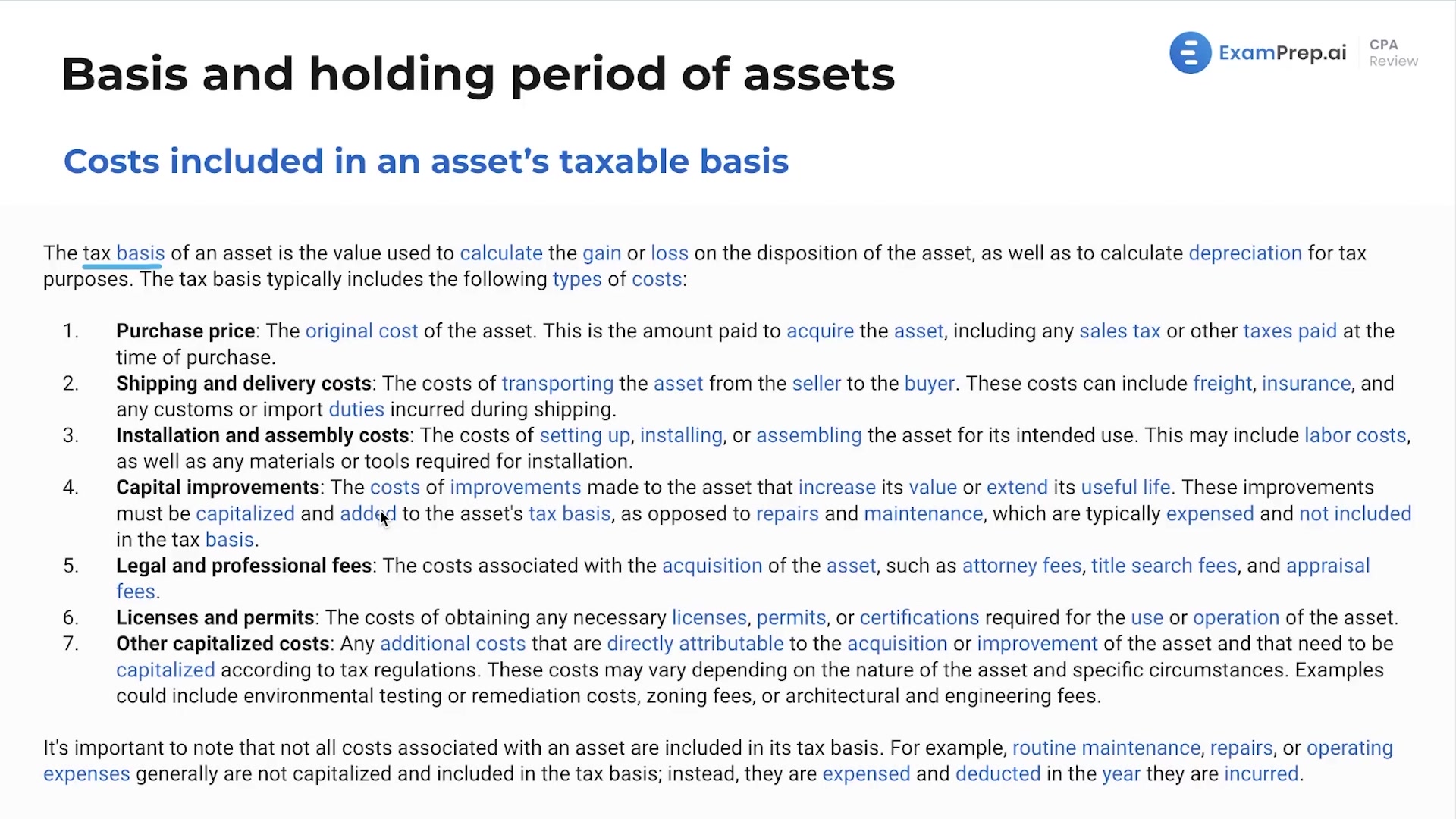 Costs Included in a Asset's Taxable Basis lesson thumbnail