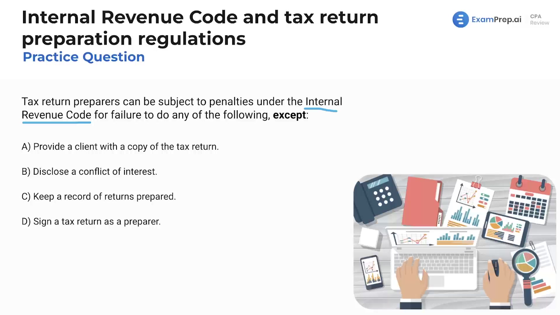 Internal Revenue Code and Tax Return Preparation Regulations - Practice Questions lesson thumbnail