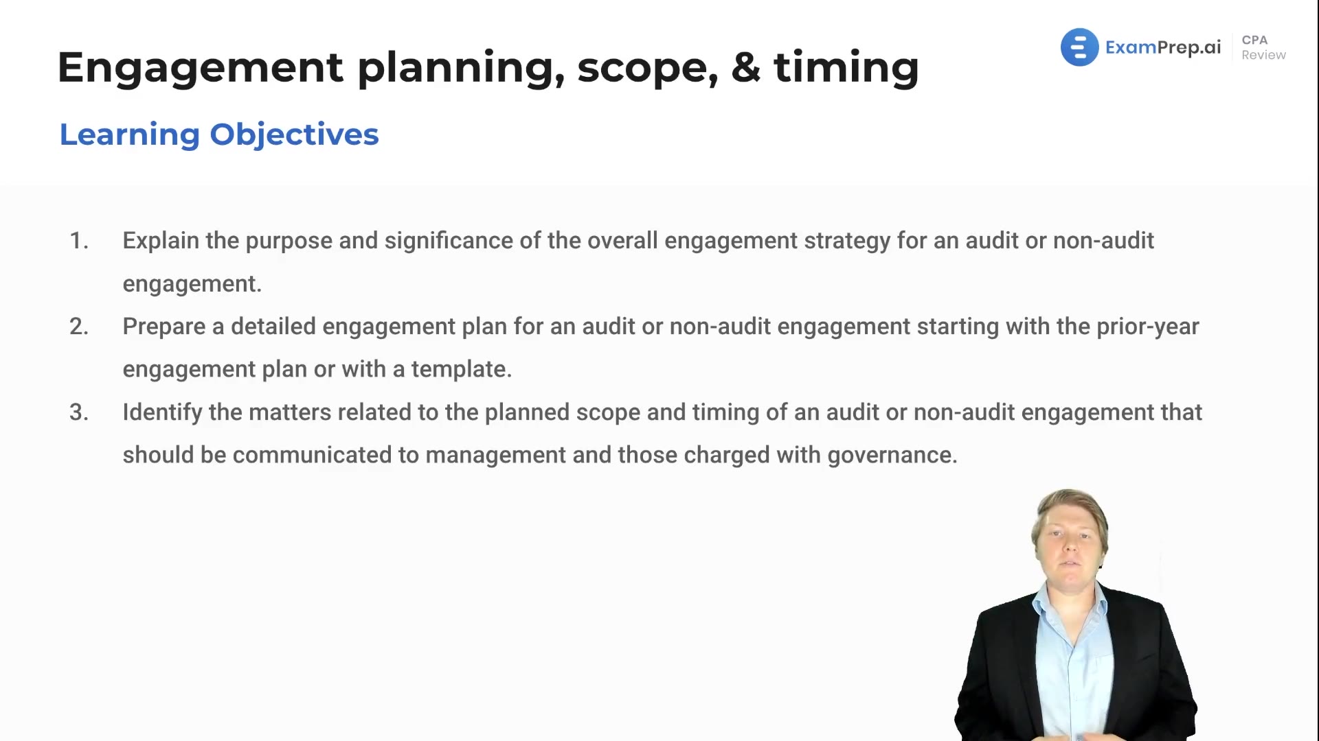 Engagement Planning, Scope, & Timing Objectives lesson thumbnail