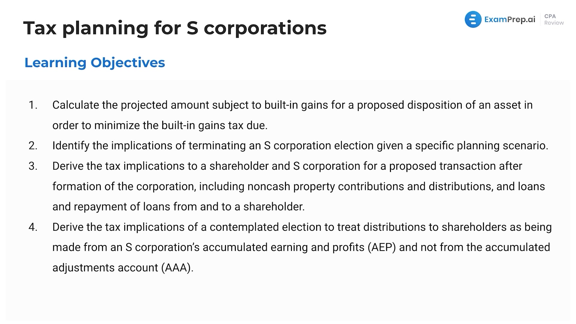 Introduction to Tax Planning for S Corporations lesson thumbnail