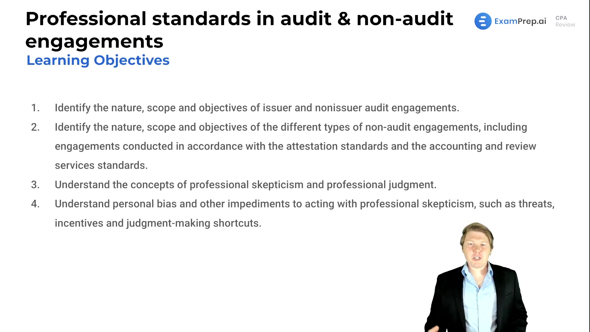 Professional Standards in Audit & Non-audit Engagements Objectives lesson thumbnail