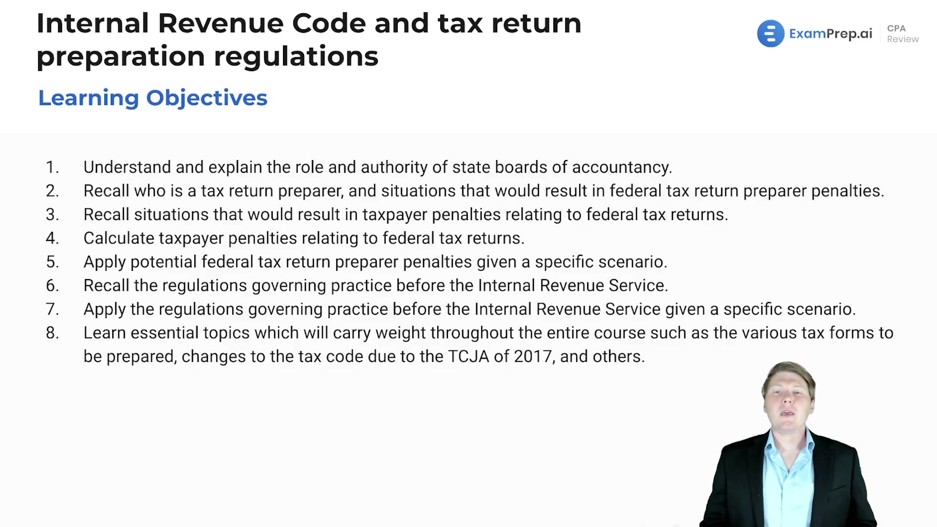 Internal Revenue Code and Tax Return Preparation Regulations Overview lesson thumbnail