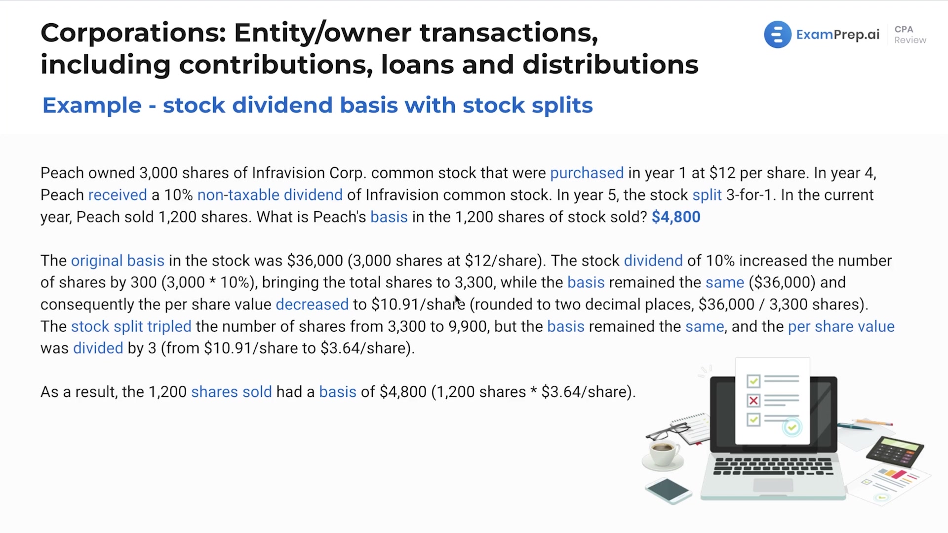 Stock Dividend Basis with Stock Splits lesson thumbnail