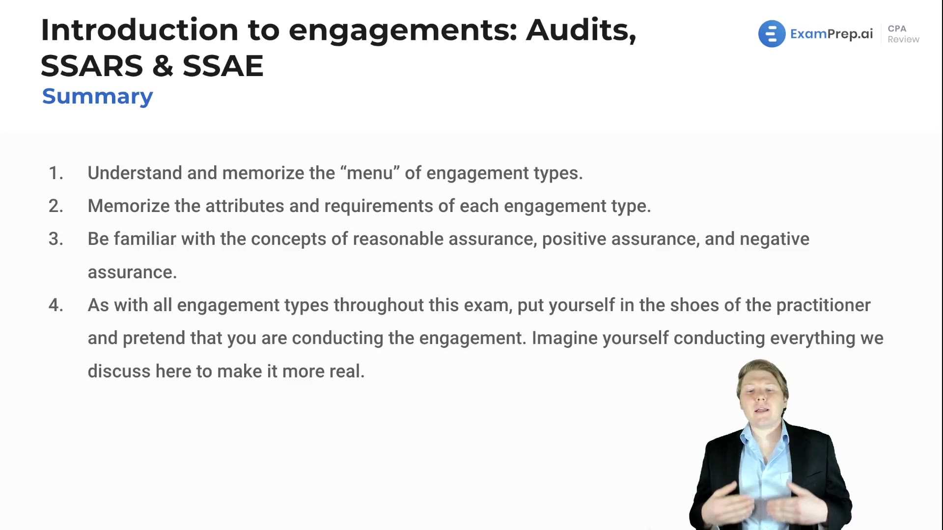 Introduction to Engagements: Audits, SSARS & SSAE Summary lesson thumbnail