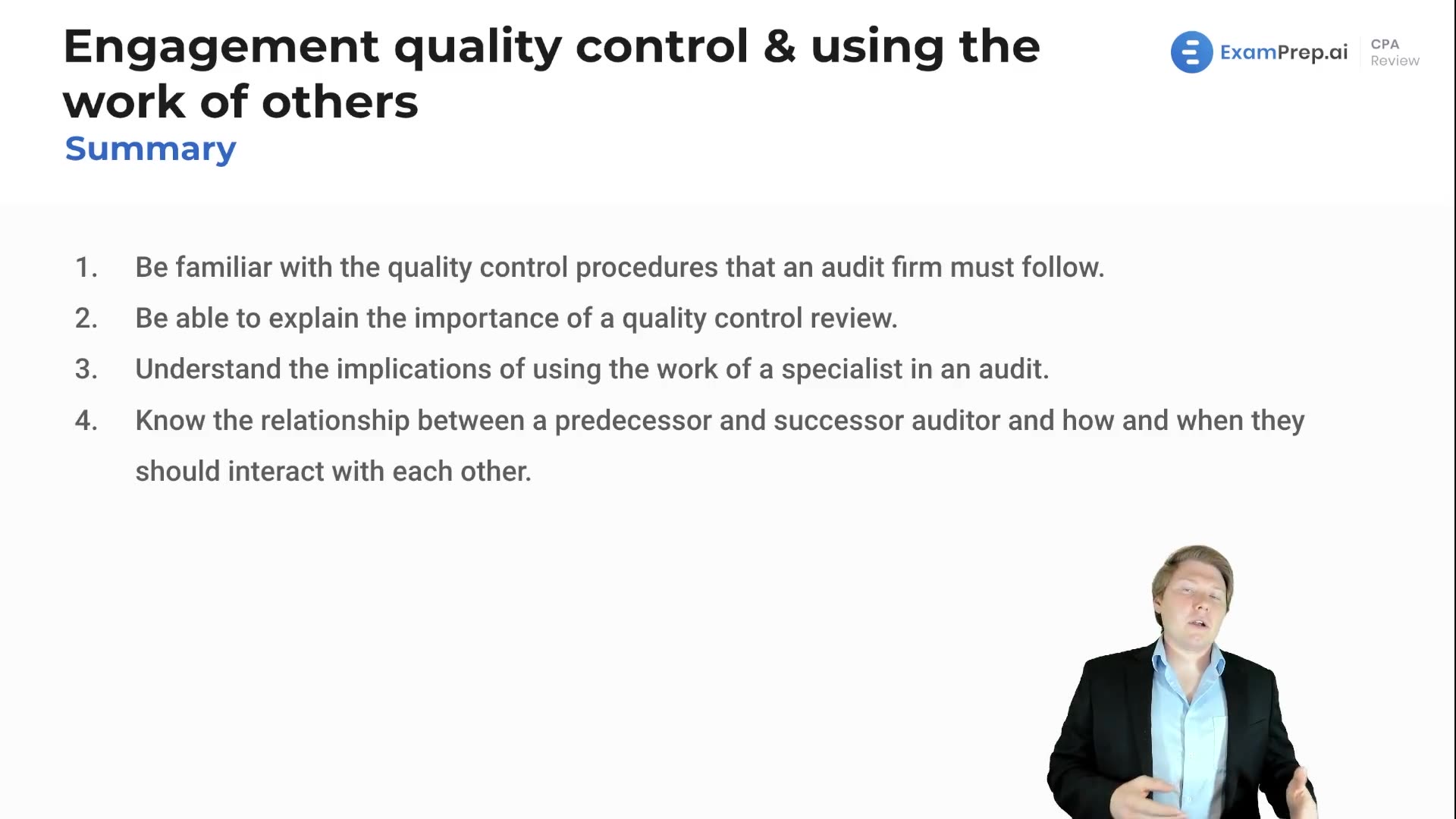 Engagement Quality Control & Using the Work of Others Summary lesson thumbnail