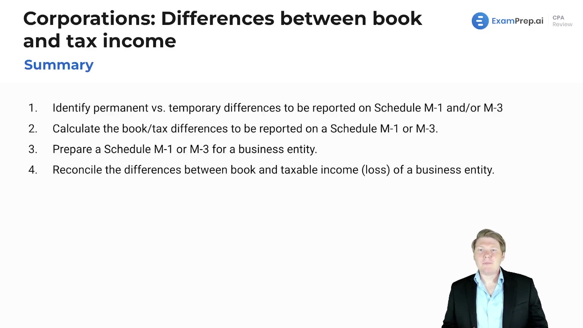 Corporations: Differences Between Book and Tax Income Summary lesson thumbnail